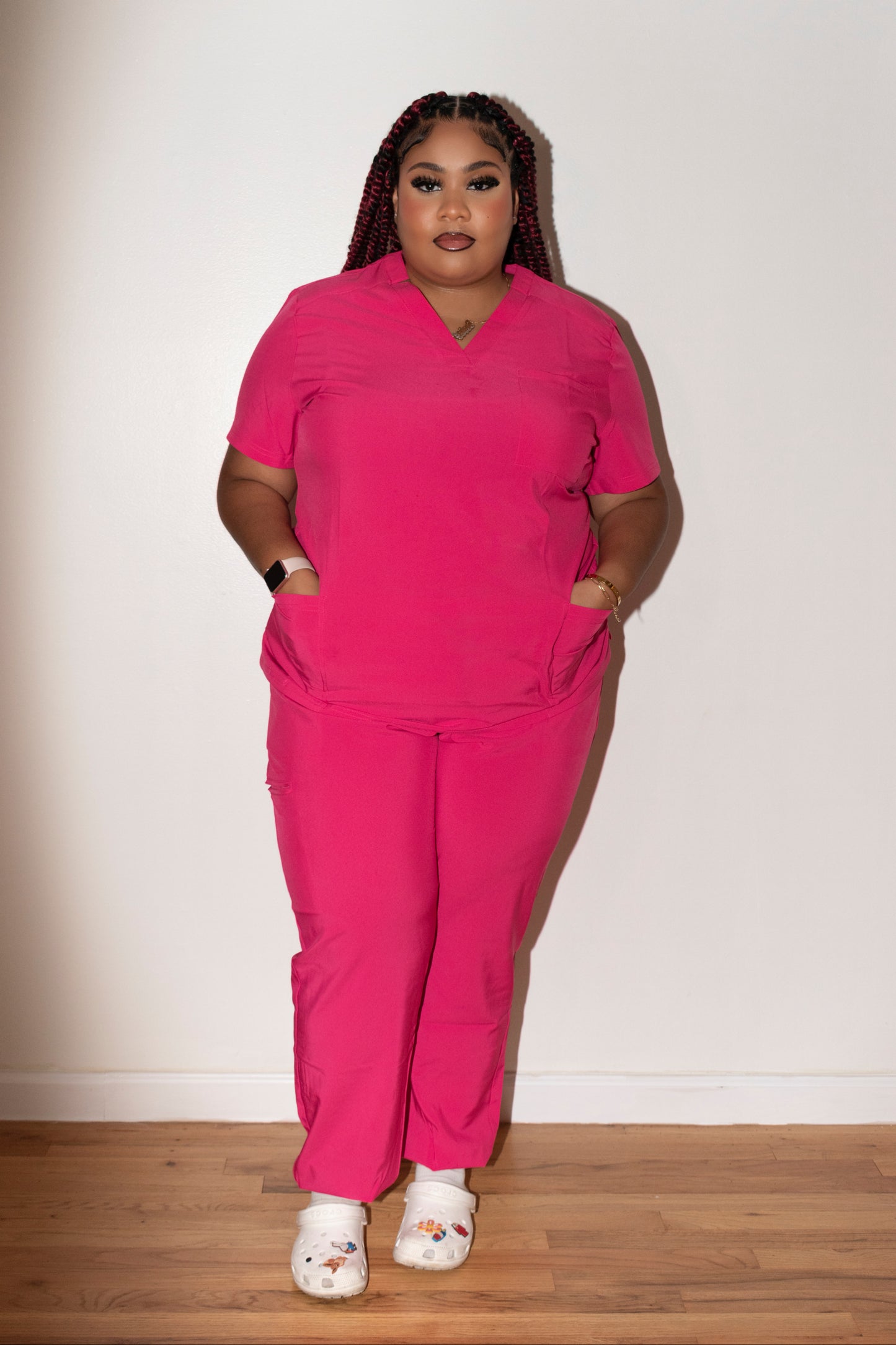 Plus Size Women's Raging Raspberry Scrub Pants