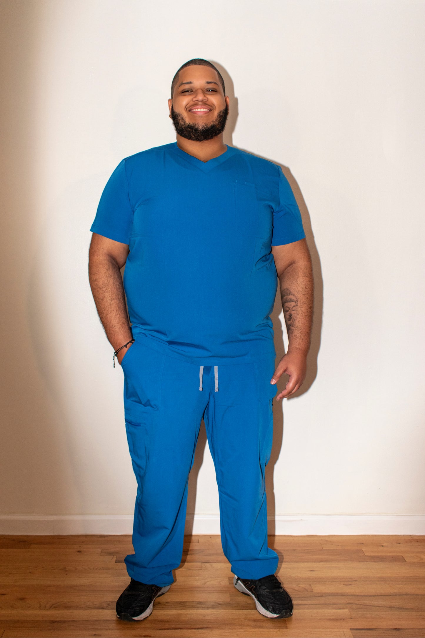 Plus Size Men's Royal Blue Scrub Top