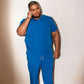 Plus Size Men's Royal Blue Scrub Top